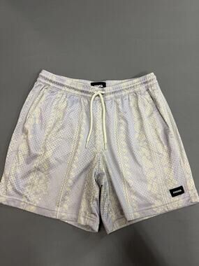 RSQ Men’s Mesh Shorts- Small, purple Paisley Print, Elastic Waist + Fully Lined